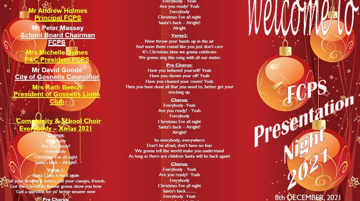 Forest Crescent Presentation Night Schedule 2021